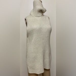 Cream H&M Sleeveless High Low Knit Turtleneck Sweater Dress Women’s S EUC